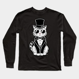 Furry cat in sunglasses vintage art Long Sleeve T-Shirt